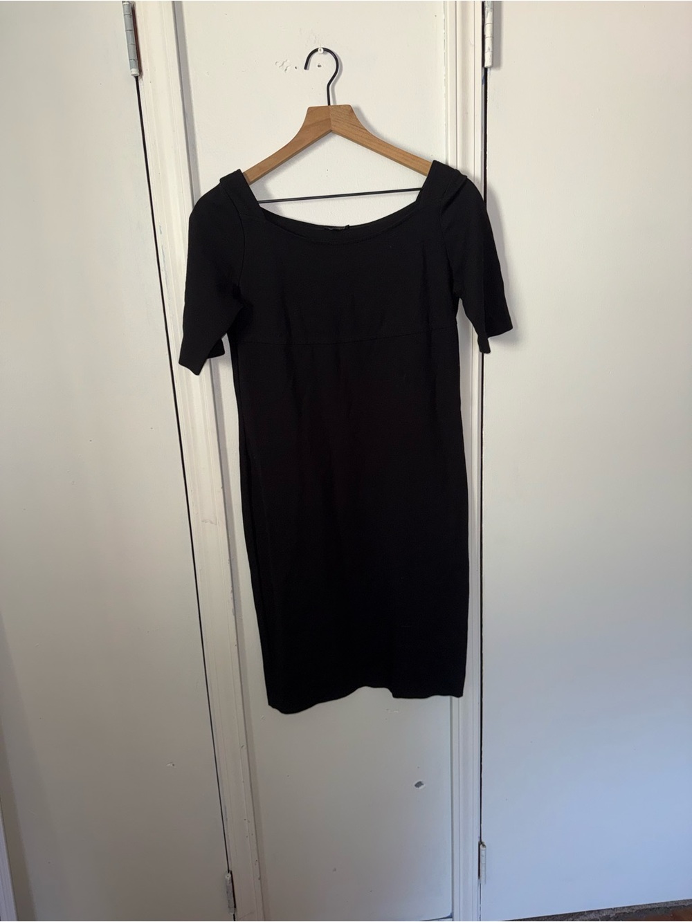 Talbots Black Scoop Neck Midi Sheath Dress